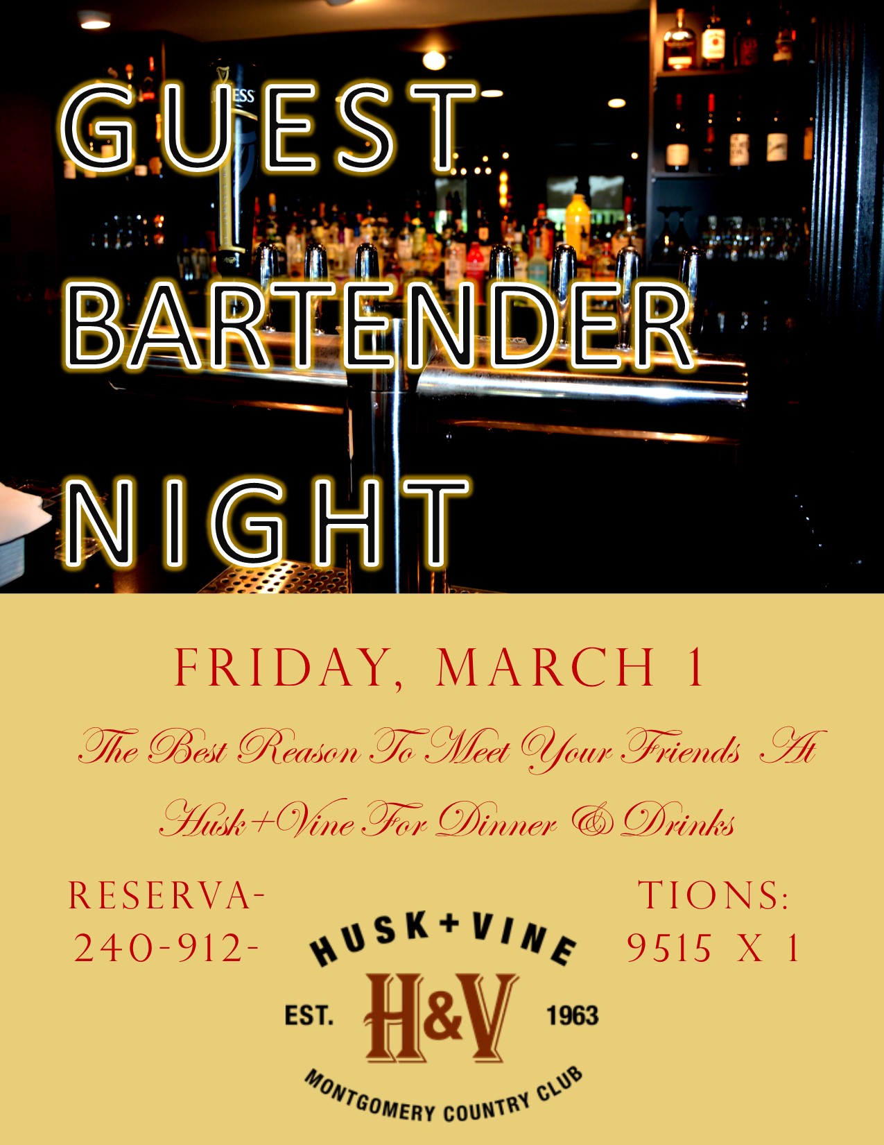 Guest Bartender Night | Montgomery Country Club | 2019-03-01