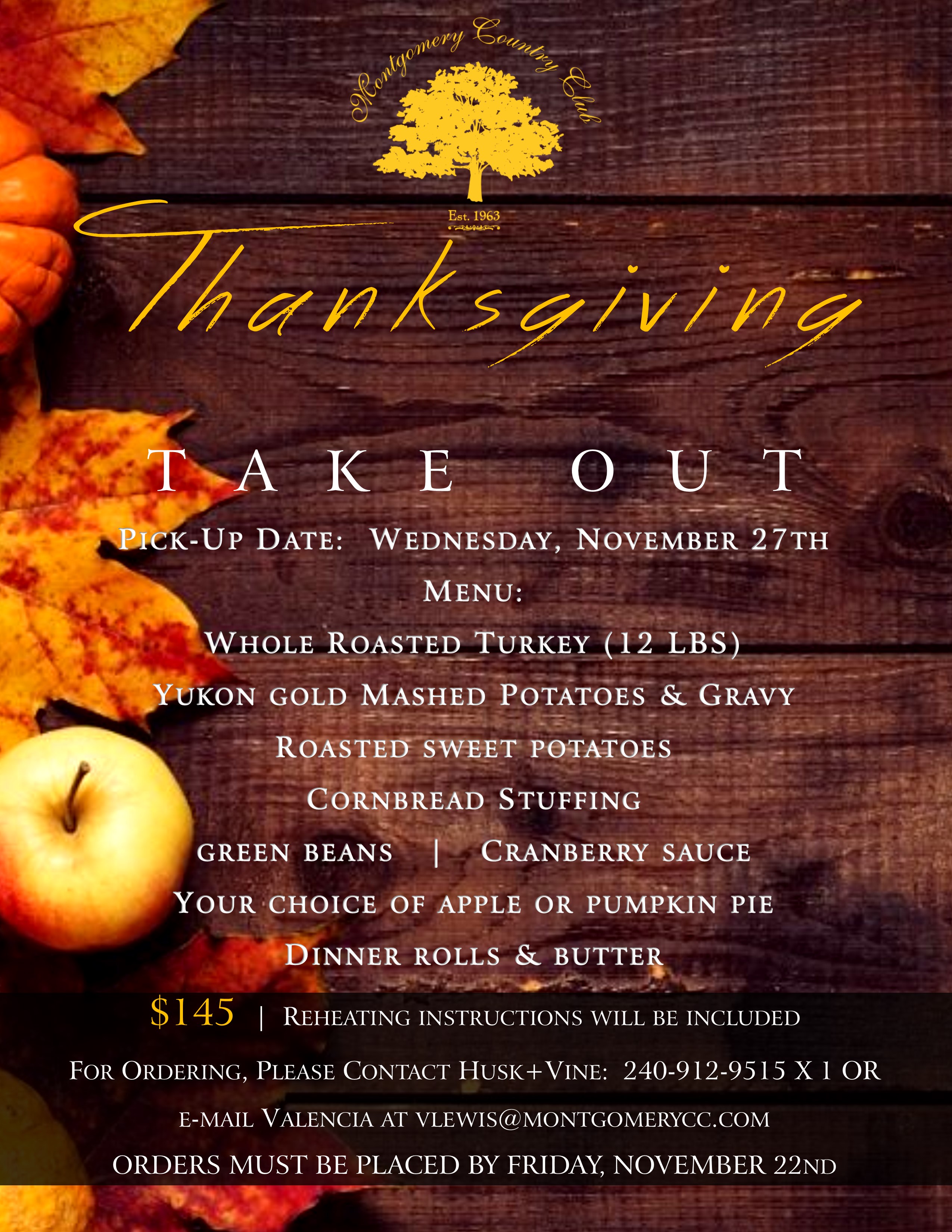 Thanksgiving to Go | Montgomery Country Club | 2019-11-27