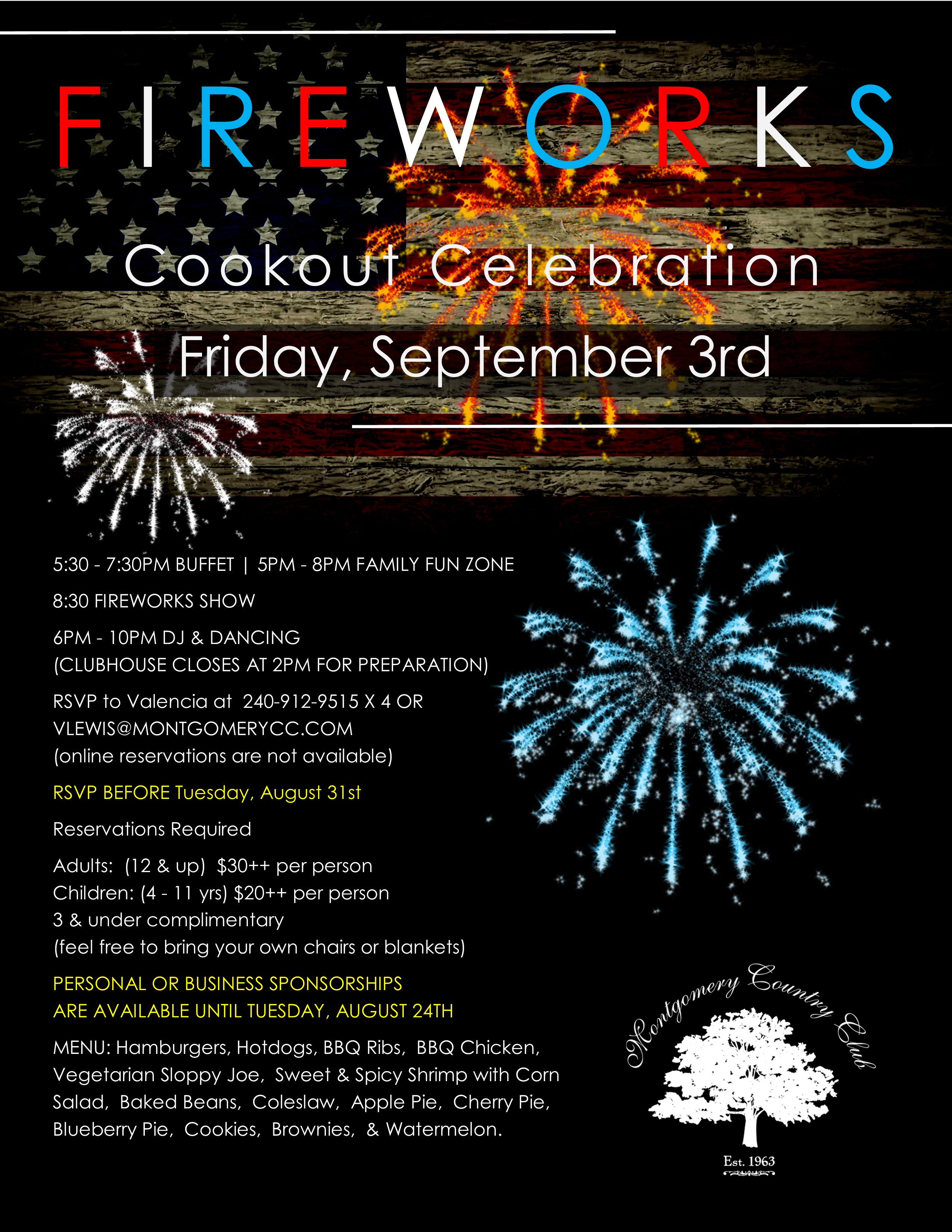 Fireworks Celebration & Sponsorship Info Montgomery Country Club